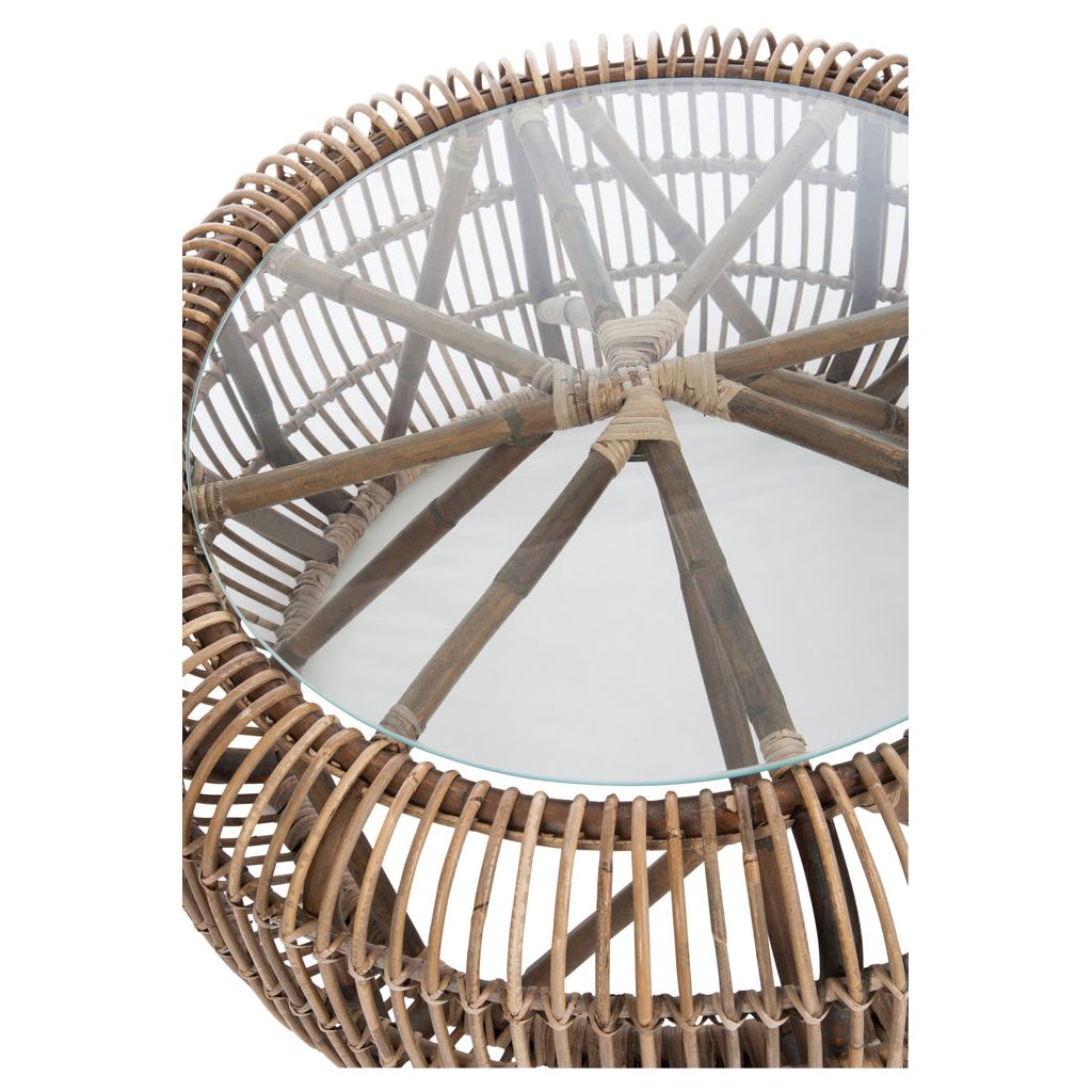 Table Ronde Rotin et Verre - Designix