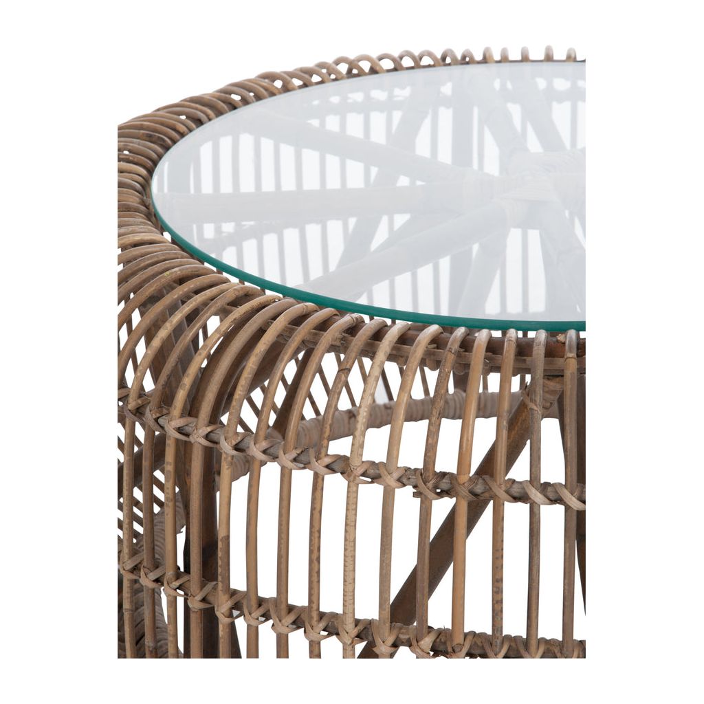 Table Ronde Rotin et Verre - Designix