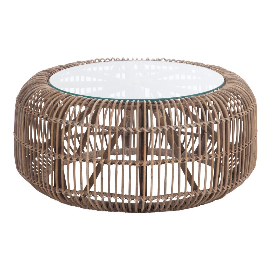 Table Ronde Rotin et Verre - Designix