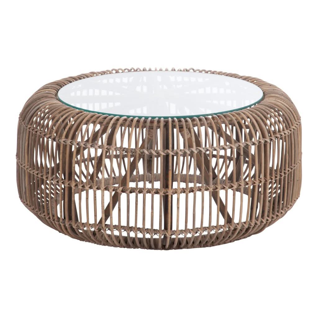 Table Ronde Rotin et Verre - Designix