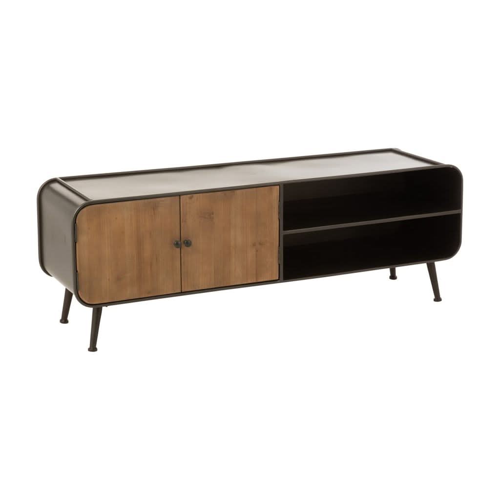 Table TV Métal Bois Noir Naturel - Designix
