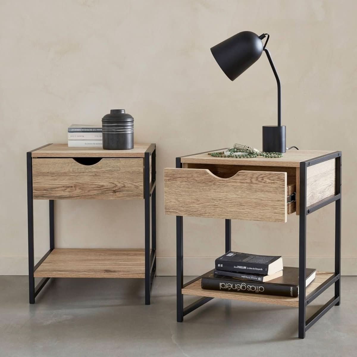 Tables Chevet Industrielles Bois | Sol - Designix Table de Nuit