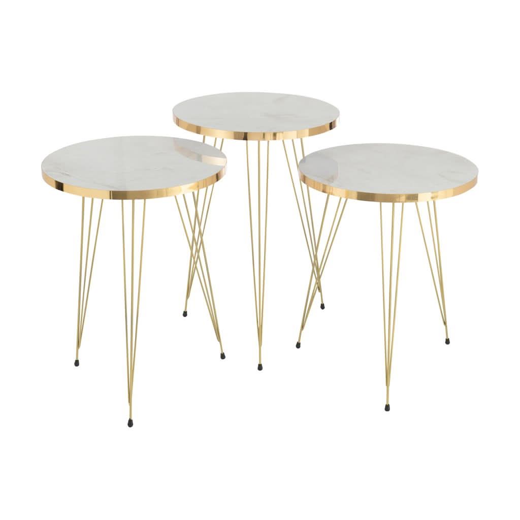 Tables D'Appoint Blanc Or - Designix