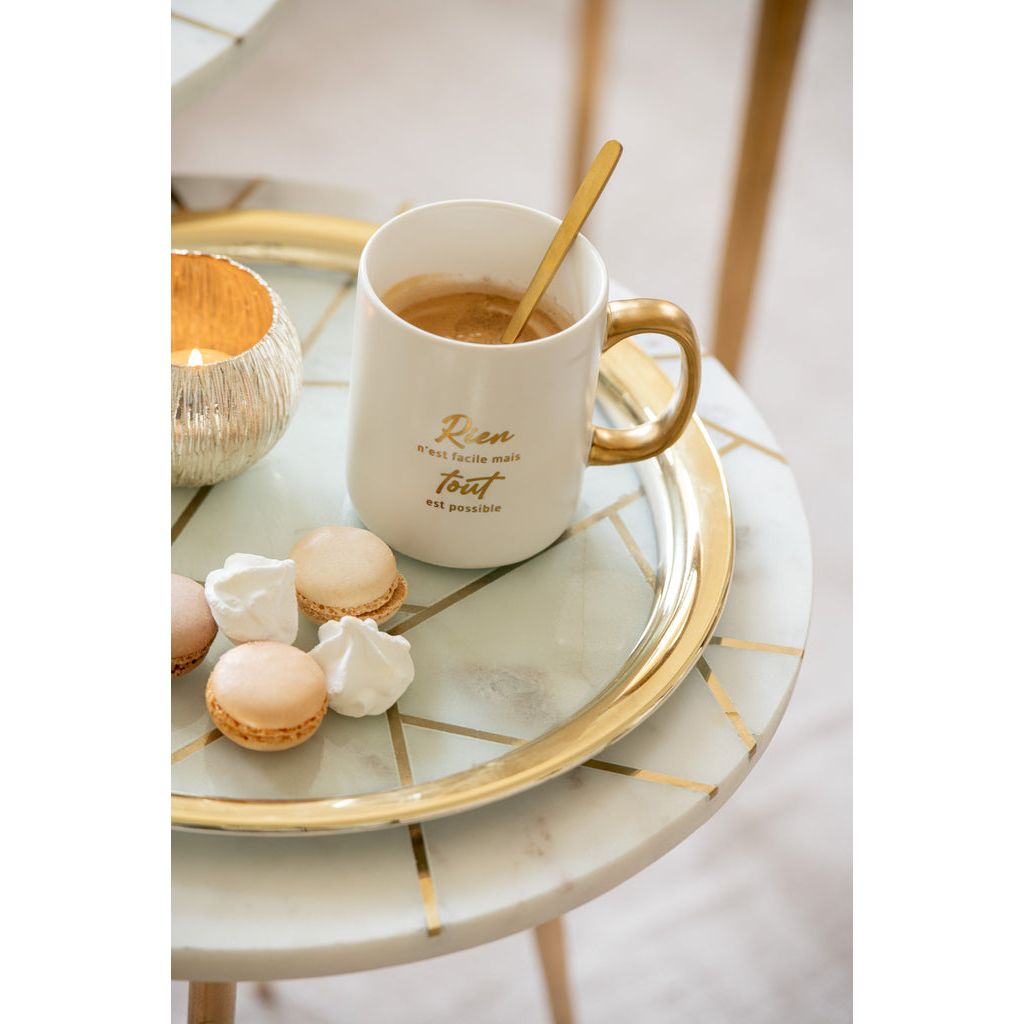 Tables D'Appoint Marbre Fer Doré - Designix