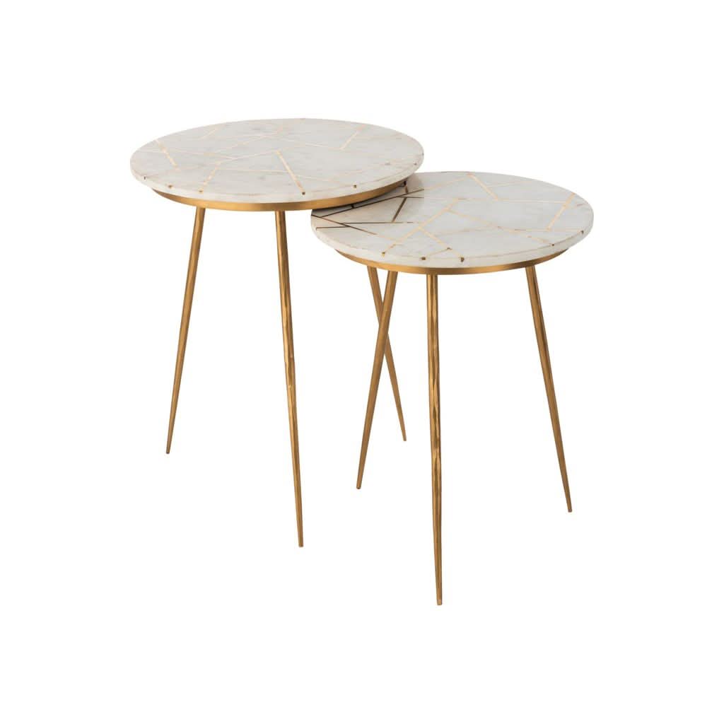 Tables D'Appoint Marbre Fer Doré - Designix