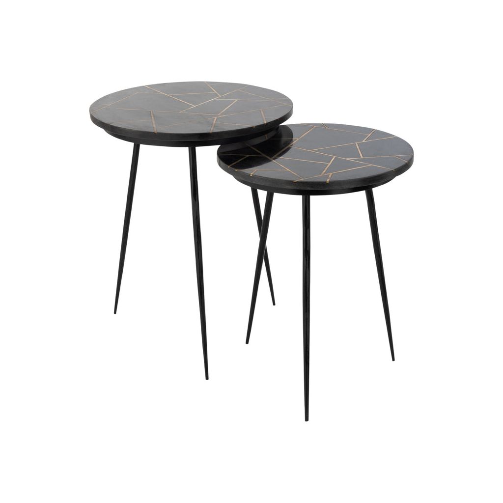 Tables D'Appoint Marbre Fer Doré - Designix