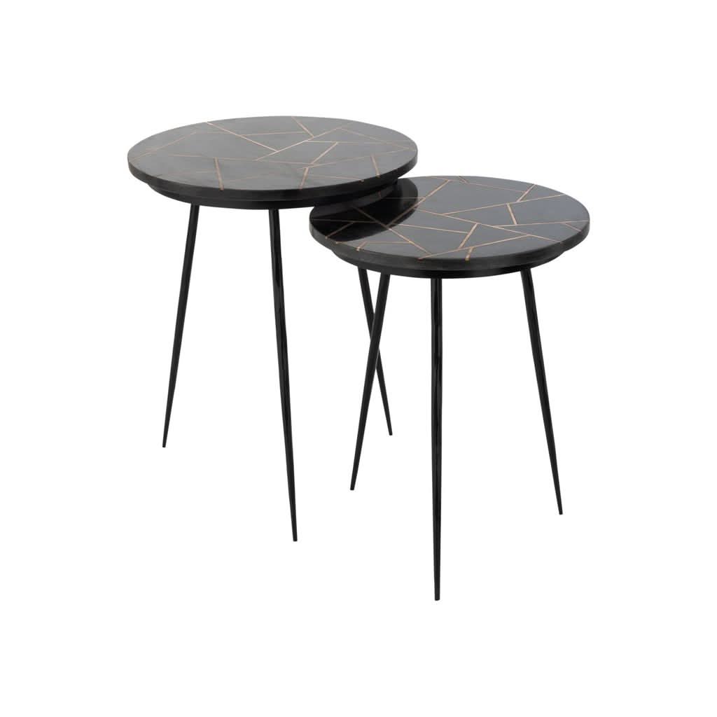 Tables D'Appoint Marbre Fer Doré - Designix