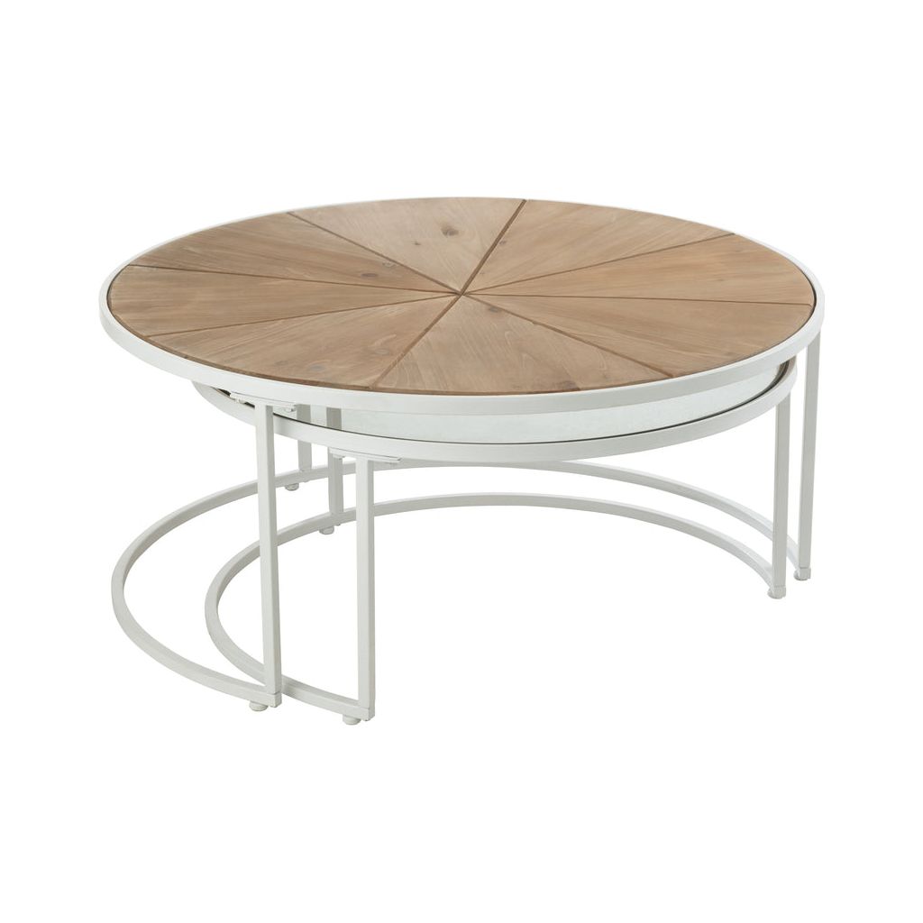 Tables D'Appoint Métal Bois Blanc - Designix