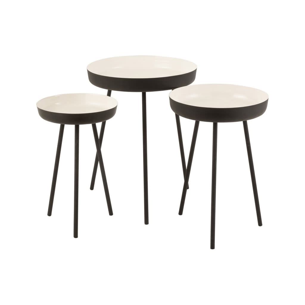 Tables D'Appoint Métal Noir/Blanc - Designix