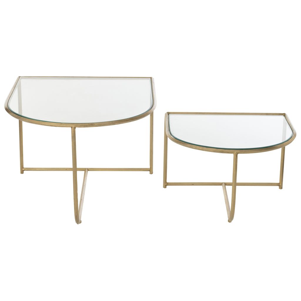 Tables D'Appoint Métal Verre Doré - Designix