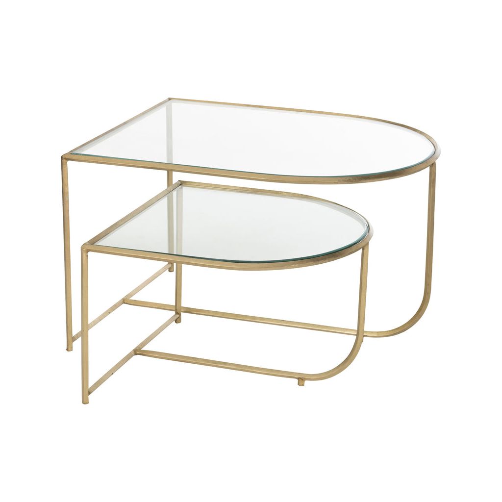 Tables D'Appoint Métal Verre Doré - Designix