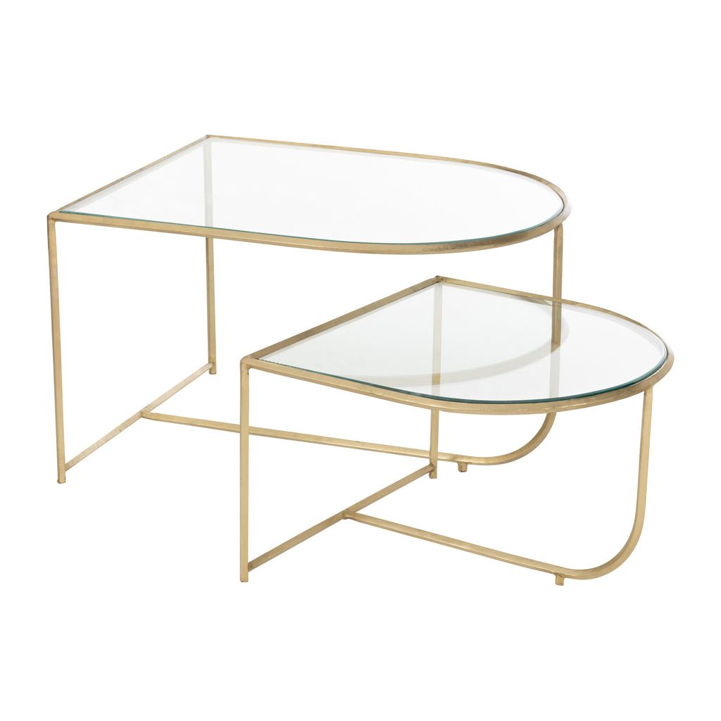 Tables D'Appoint Métal Verre Doré - Designix