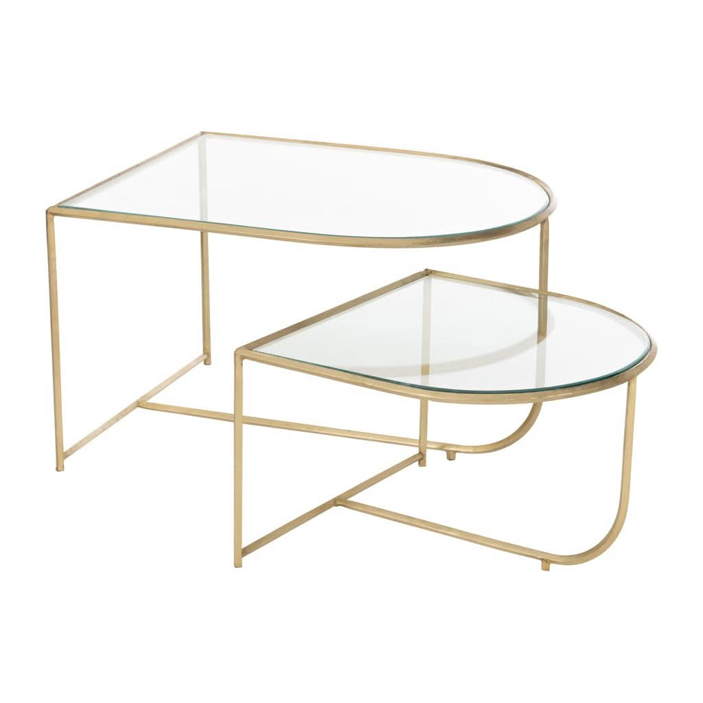 Tables D'Appoint Métal Verre Doré - Designix