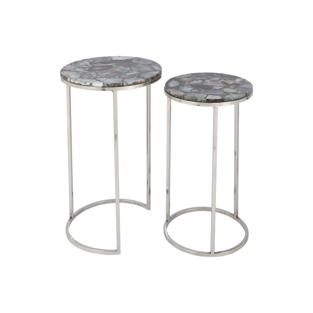 Tables D'Appoint Pierre Agate Métal - Designix