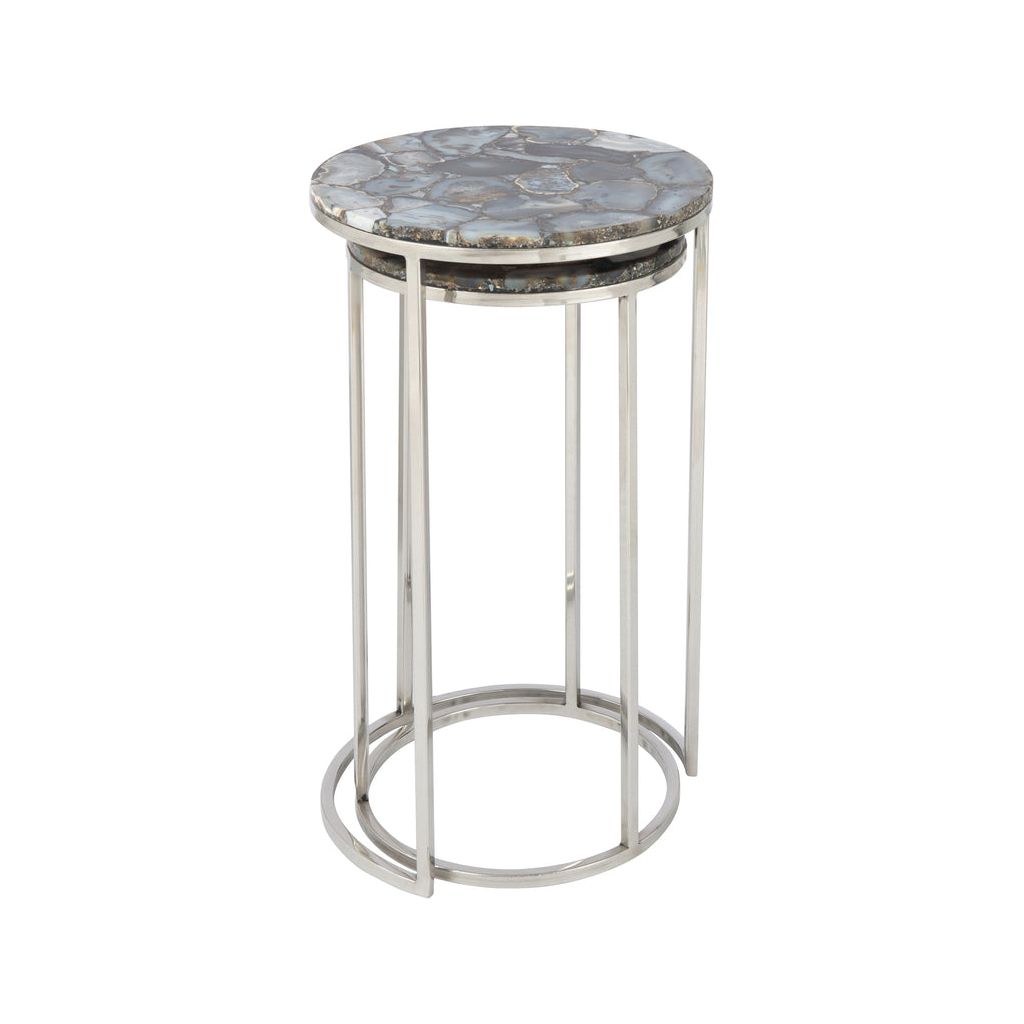 Tables D'Appoint Pierre Agate Métal - Designix