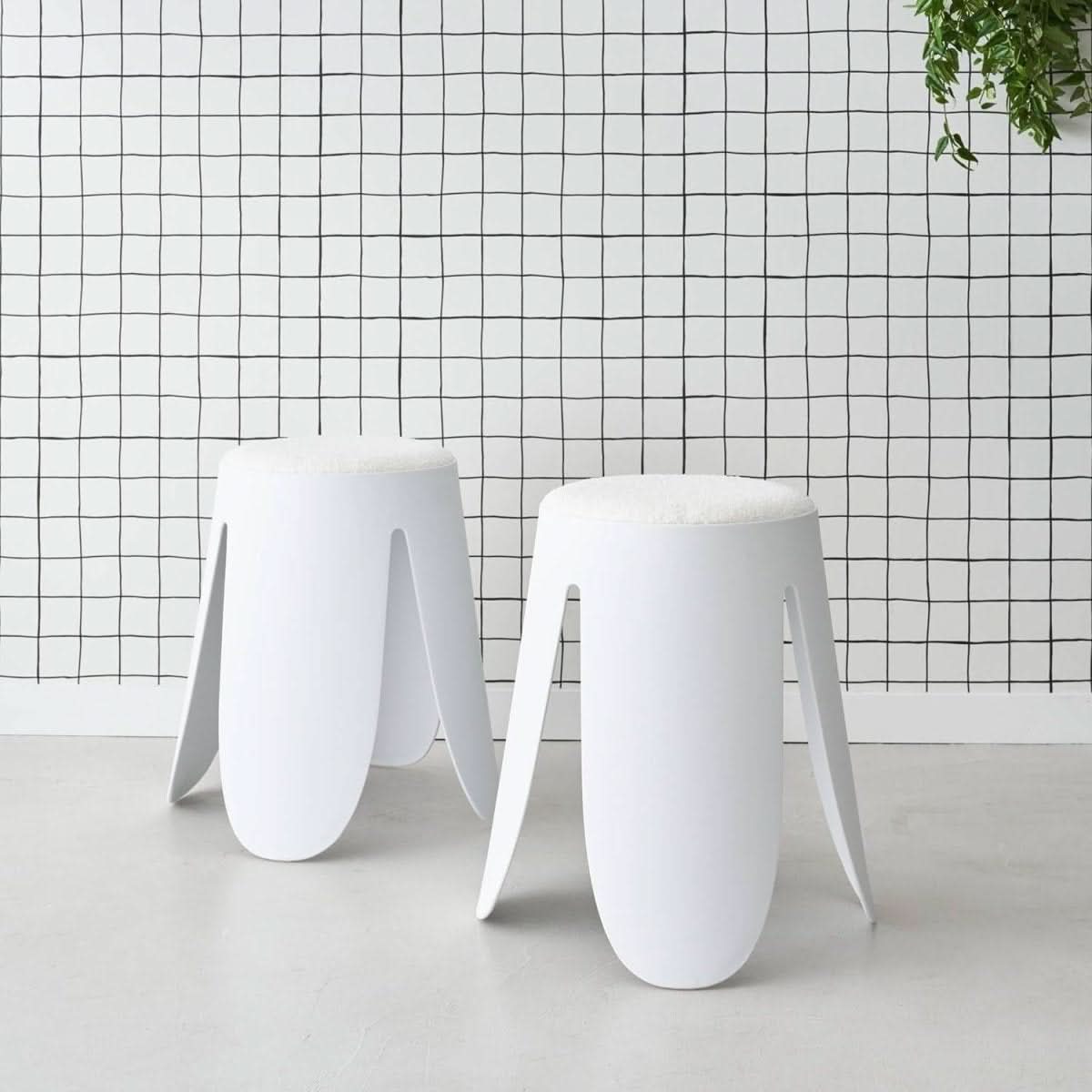 Tabouret Bouclette Blanc Empilable | Waltz - Designix Tabouret