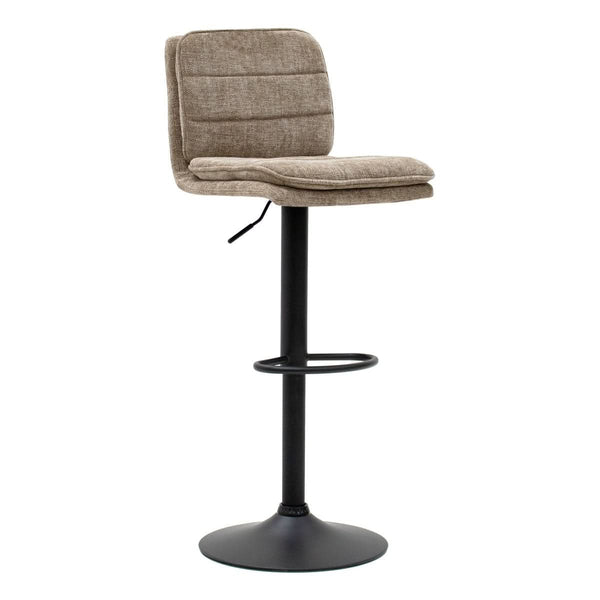 Tabouret de bar pivotant reglable en tissu taupe confort | NOVA