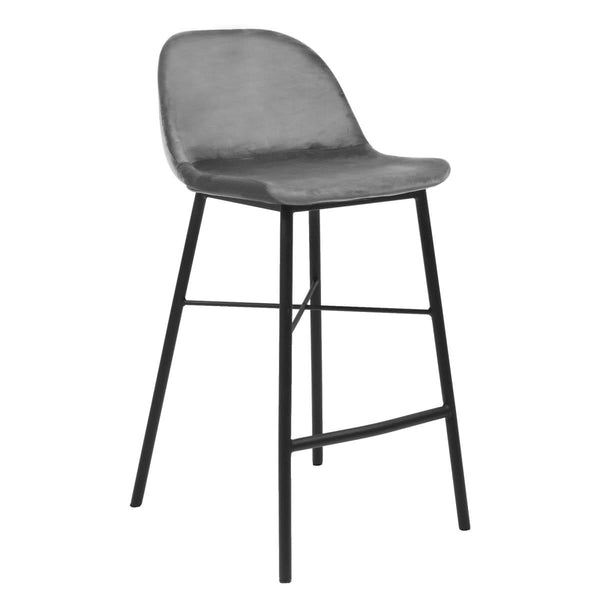 Tabouret De Bar Velours Confort Moderne Avec Dossier | VELA