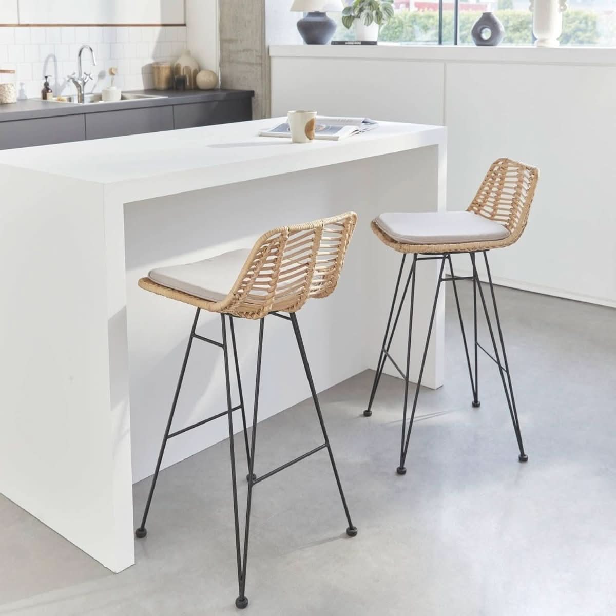 Tabourets Bar Rotin Métal | Voix - Designix Tabouret