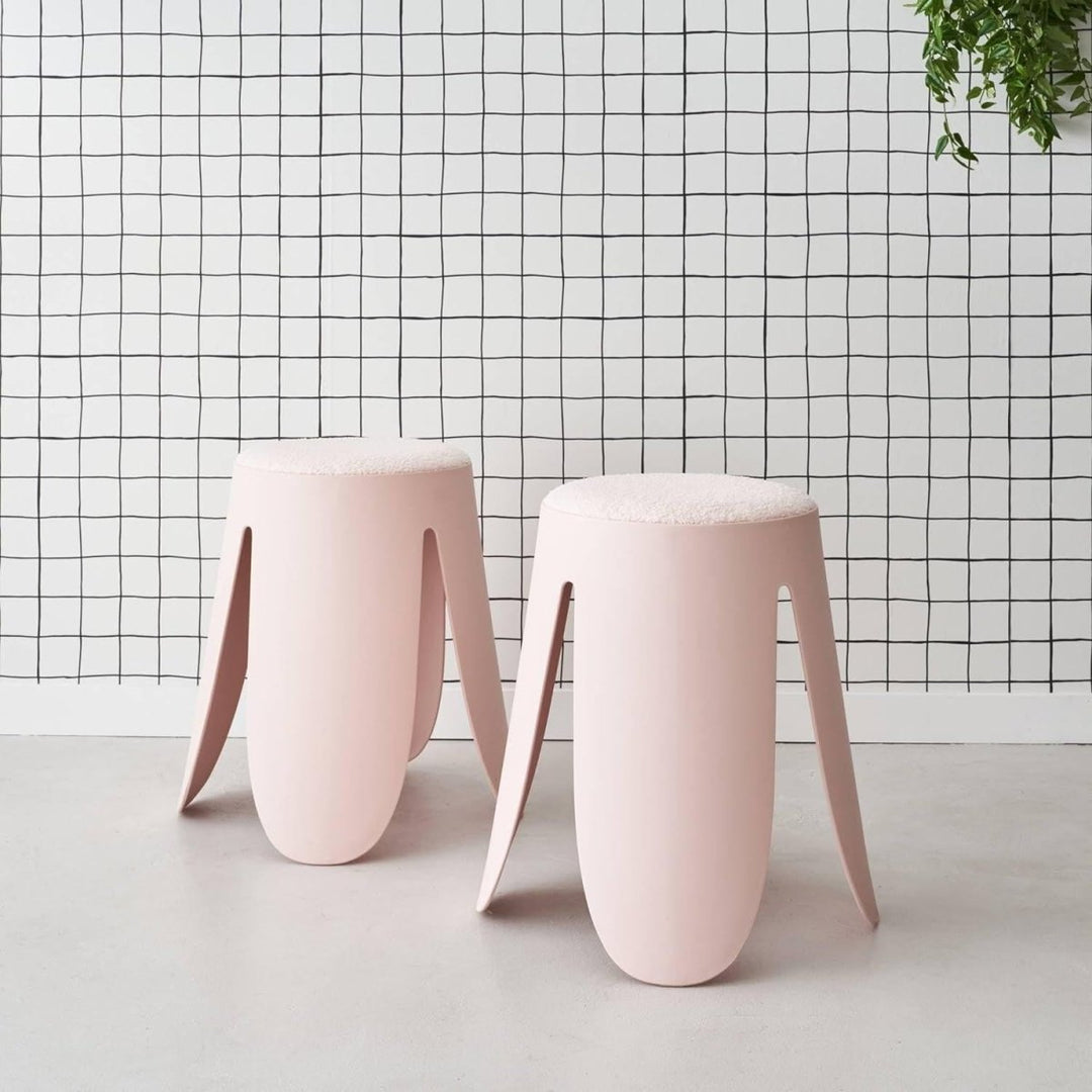 Tabourets Empilables Bouclette Rose | Quinte - Designix Tabouret