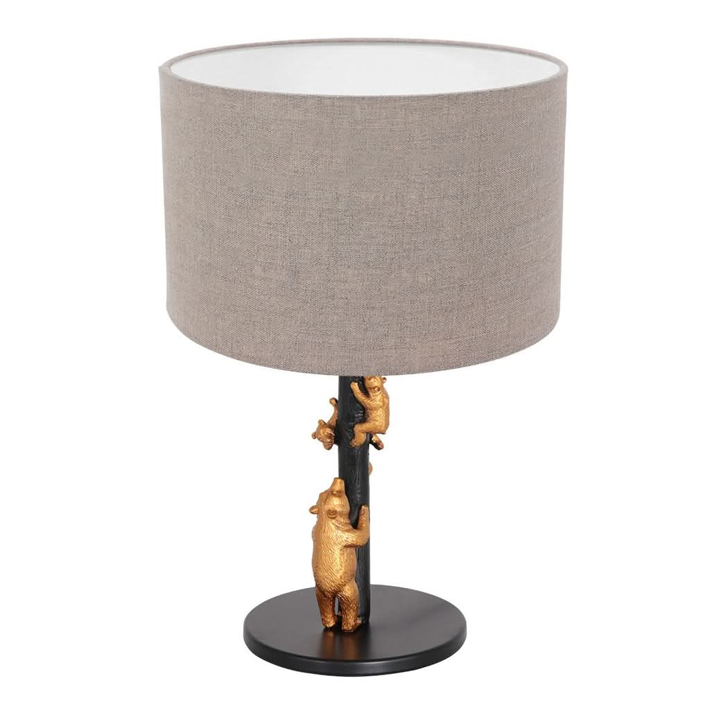 Lampe de table Animaux 3127ZW+K3084RS Noir-Gris Lin | Designix - - https://designix.fr