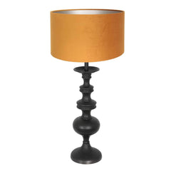 Lampe Table Velours Noir Doré
