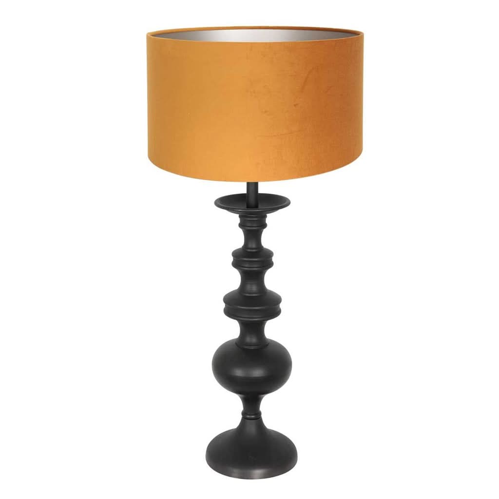 Lampe Table Velours Noir Doré | Designix - Lampe de Table - https://designix.fr