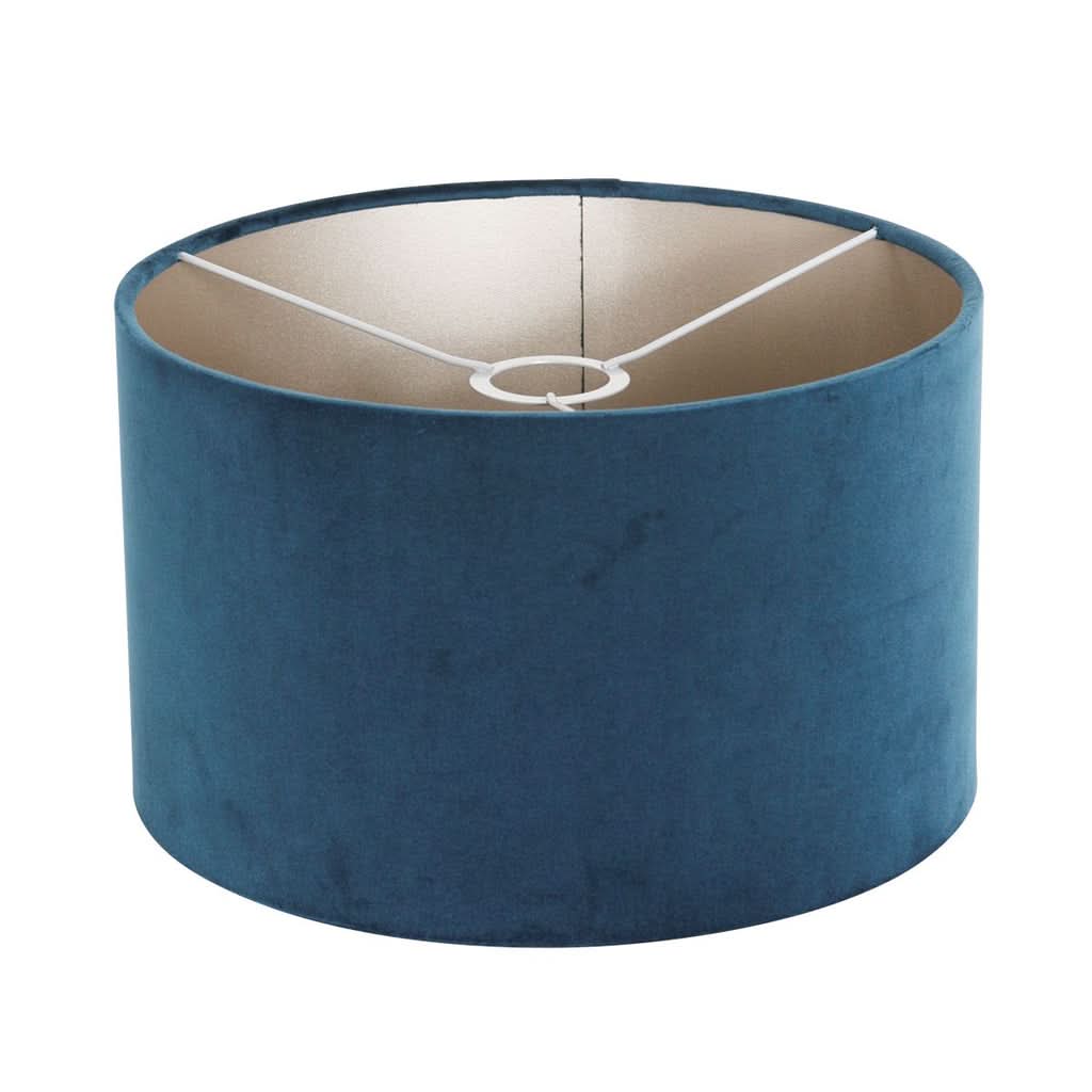 Lampe de table Poteau 7124ZW Noir + Abat-jour Velours Bleu | Designix - - https://designix.fr