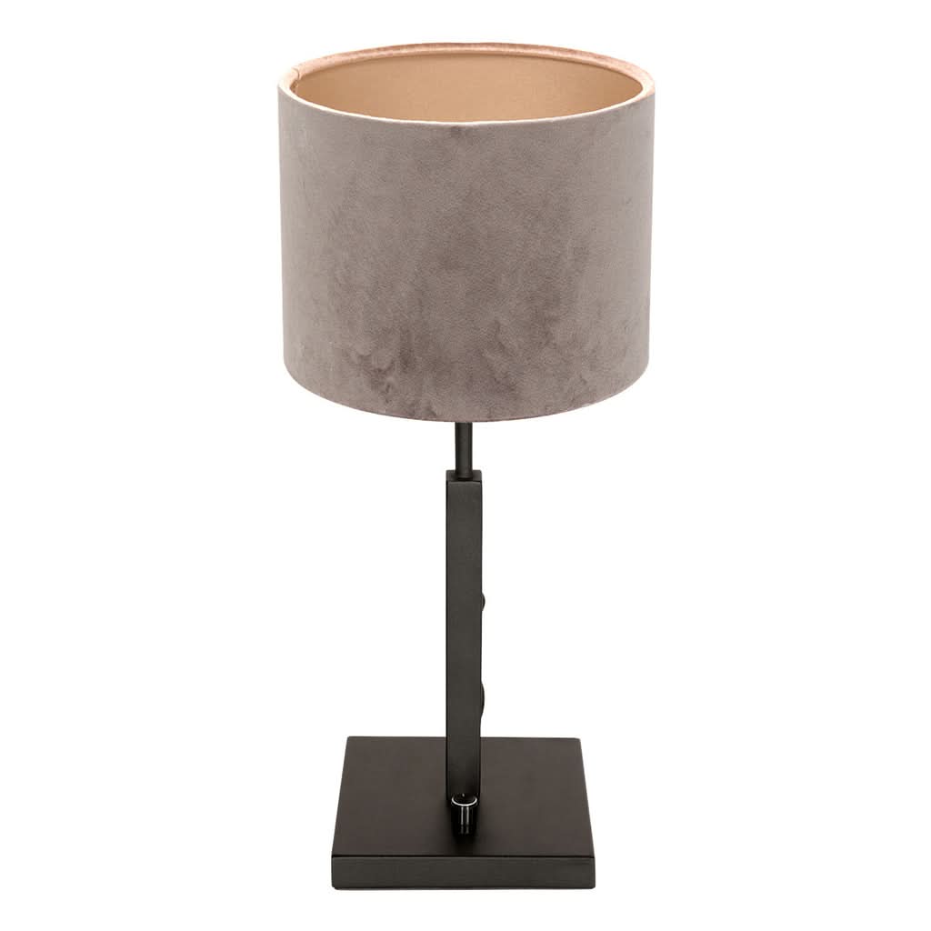 Lampe de table Poteau 8163ZW Noir + Velours Abat-jour en argent | Designix - - https://designix.fr