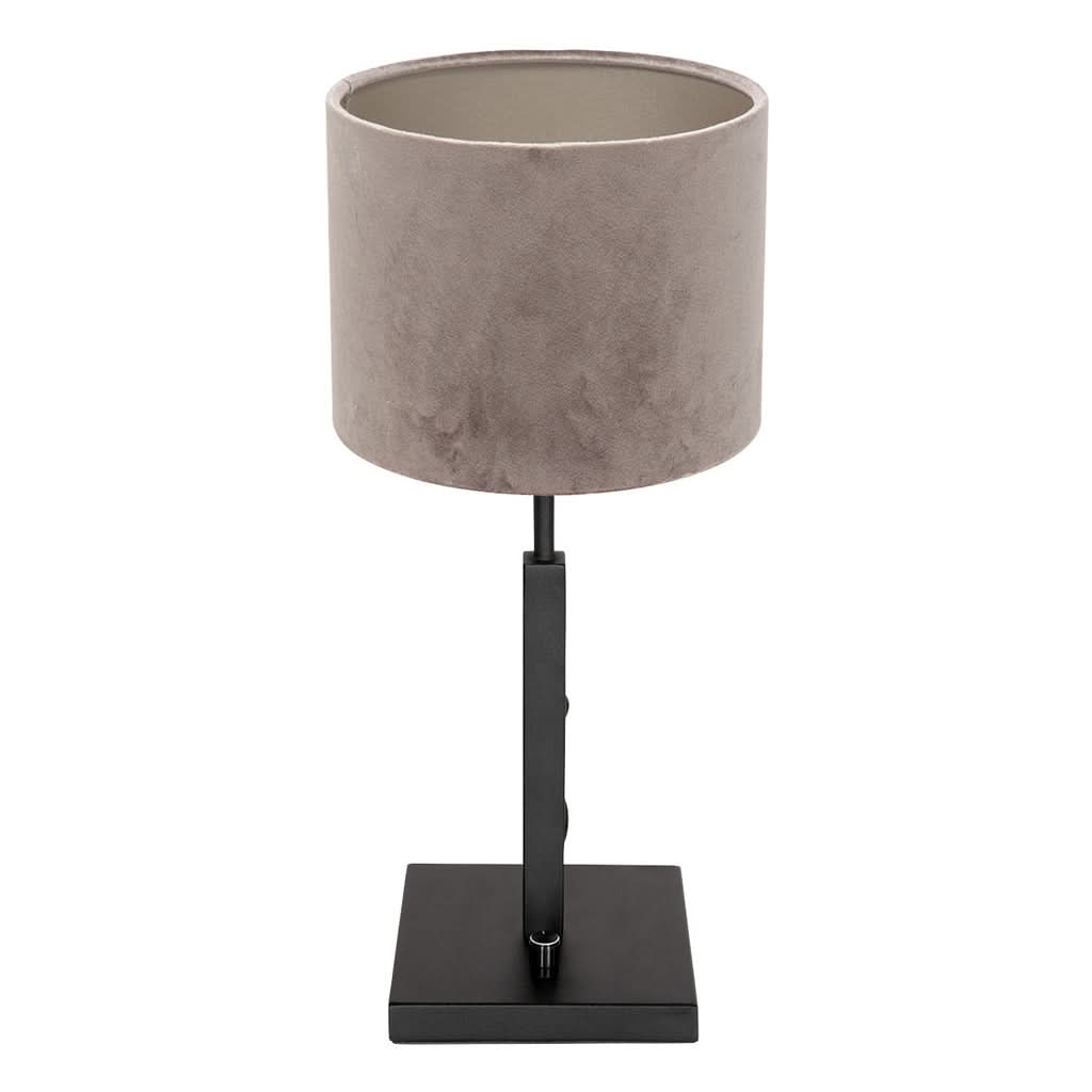 Lampe de table Poteau 8163ZW Noir + Velours Abat-jour en argent | Designix - - https://designix.fr