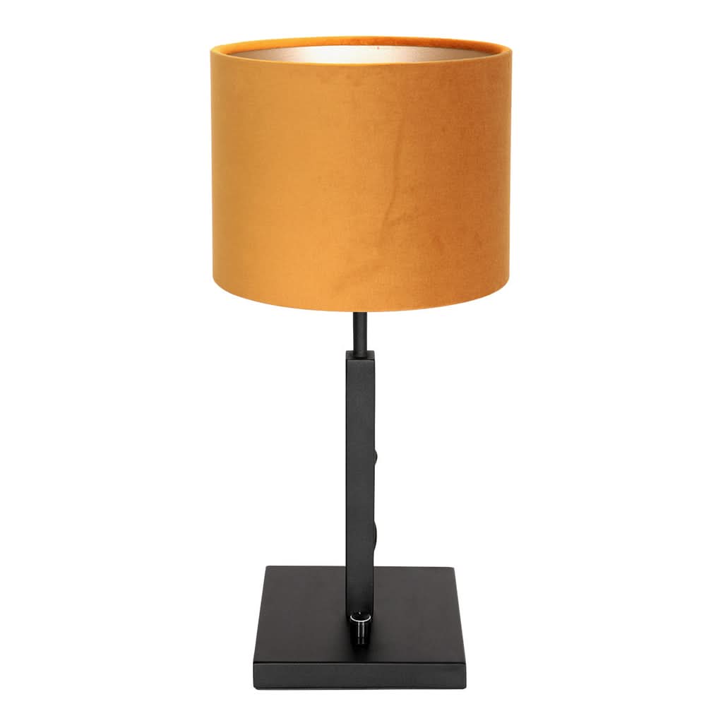 Lampe de table sur pied 8164ZW Noir + Abat-jour en velours doré | Designix - - https://designix.fr