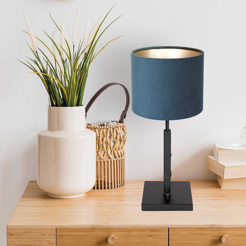 Lampe de Table Élégante Velours Bleu | Designix - - https://designix.fr
