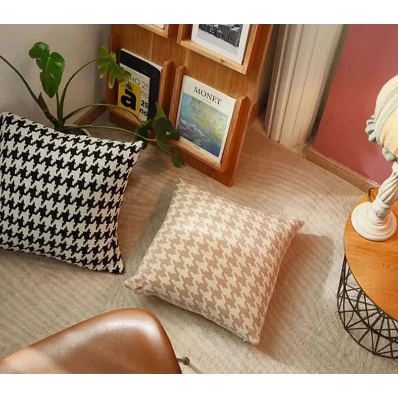 Taie d'Oreiller Carré | Houndstooth - Designix Taies d'oreiller Champagne 45x45cm
