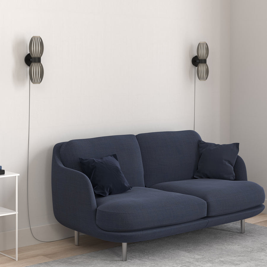 Applique murale Tentacle Duo, noir et verre fumé