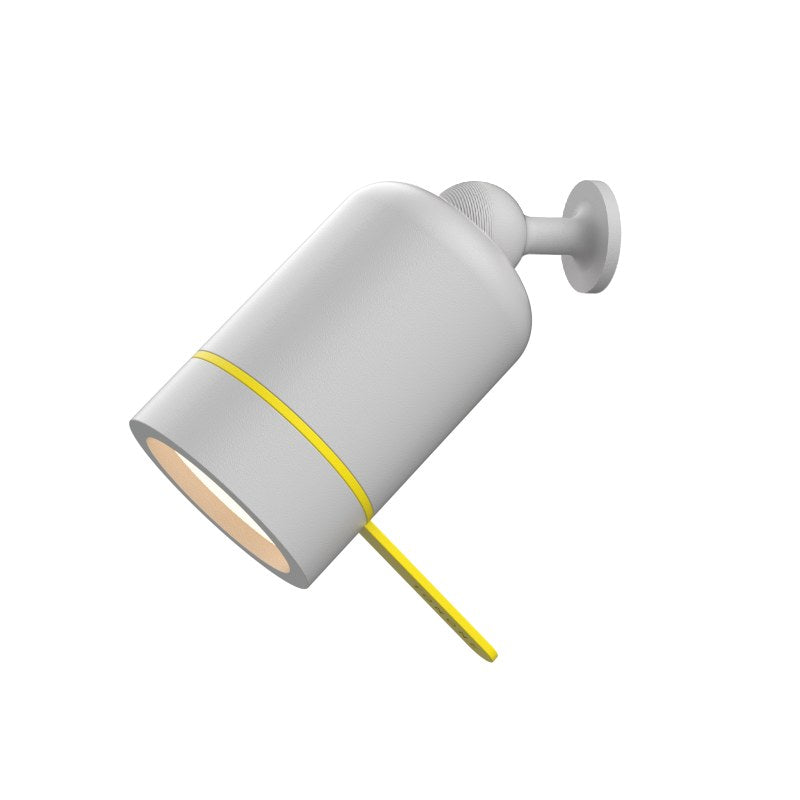 Lampe nomade LED One+ avec bouton mural Gris métal, tige jaune