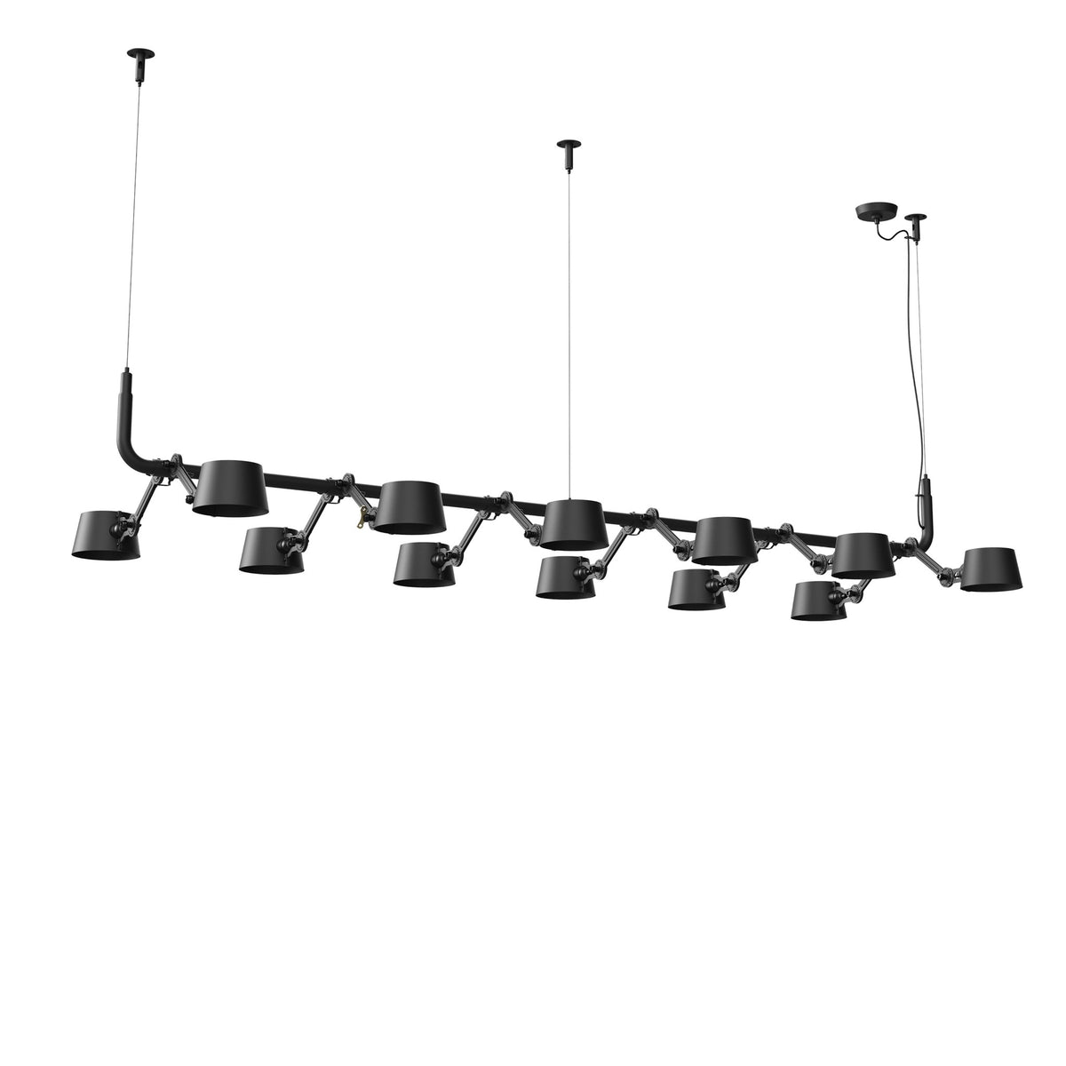 Suspension multiple Bolt 12 lumières Noir fumé