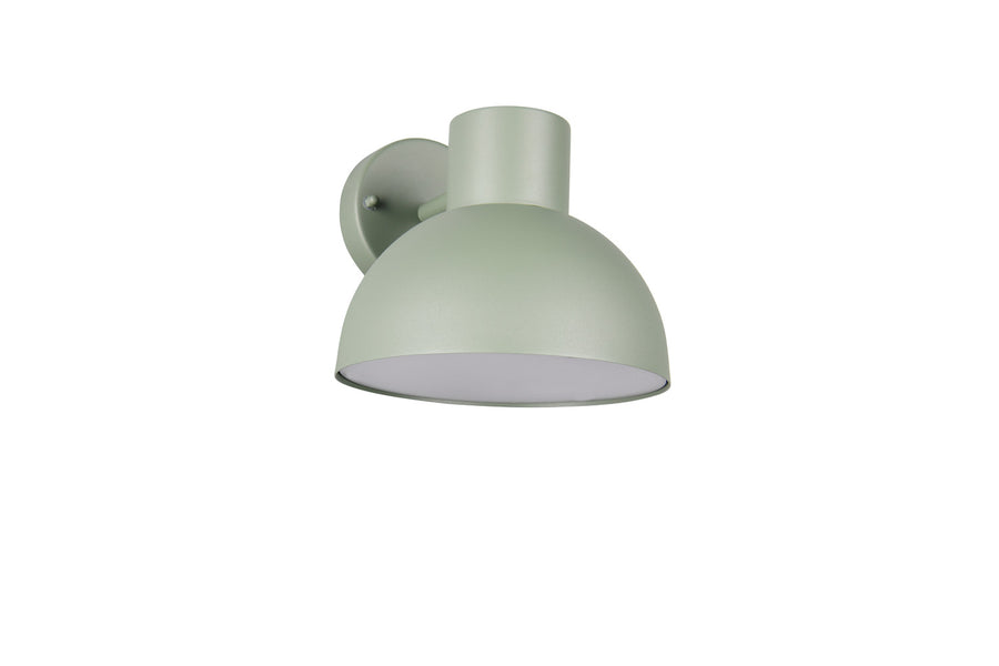 Luminaire éteint vu de trois quarts, intérieur blanc visible sous la coque