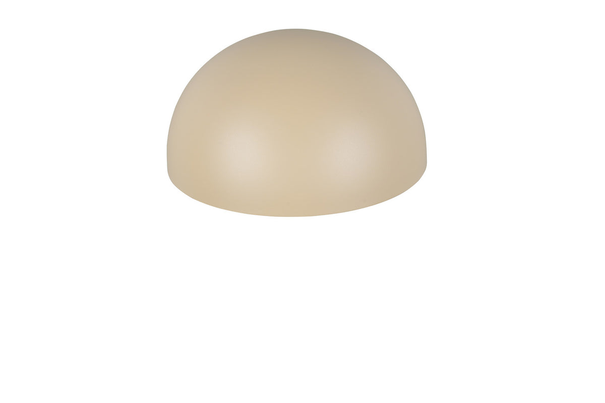 Vue plongeante sur le dessus bombé de l'applique beige, finition mate et lisse