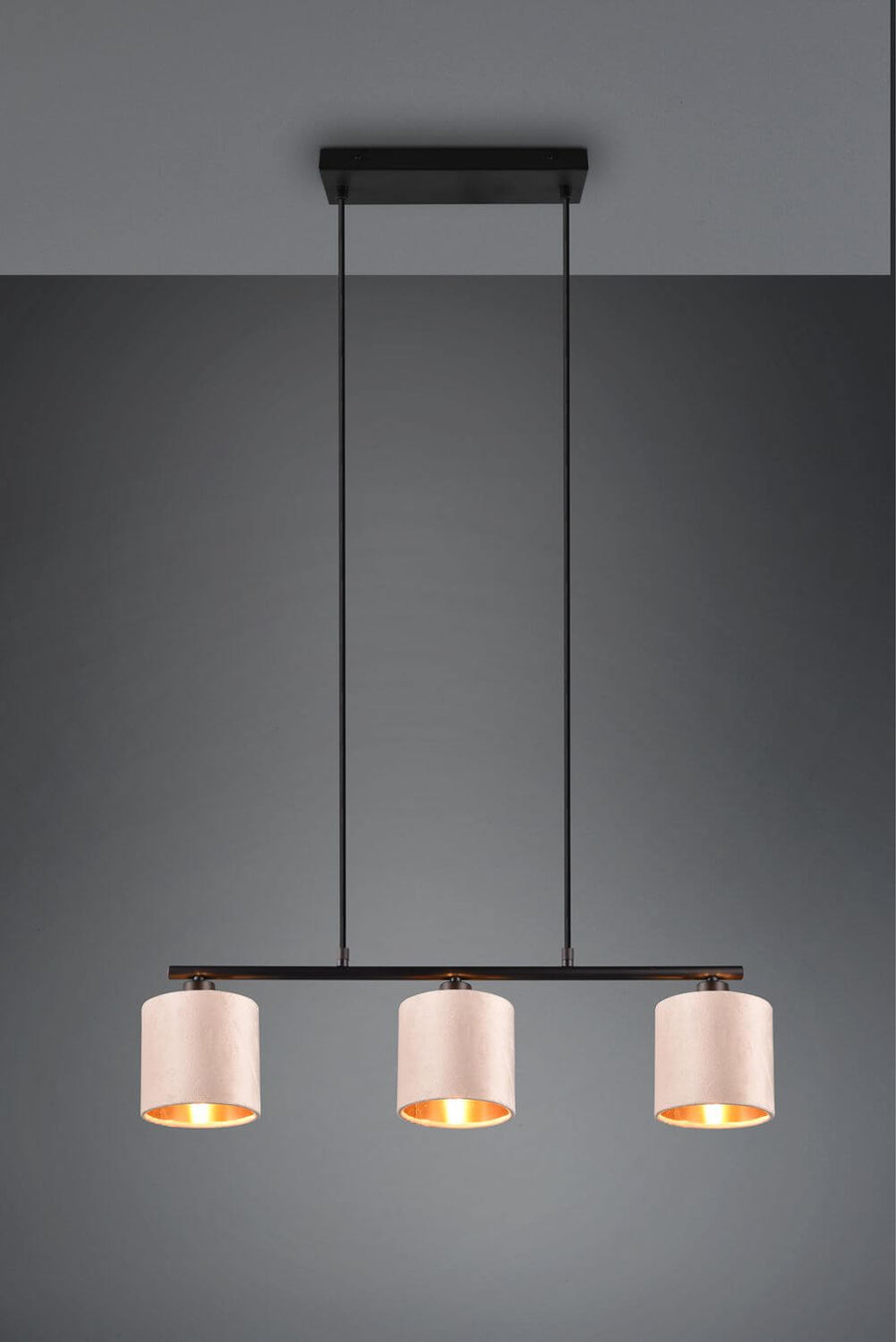 Suspension Julieta 3 lumières beige, tissu