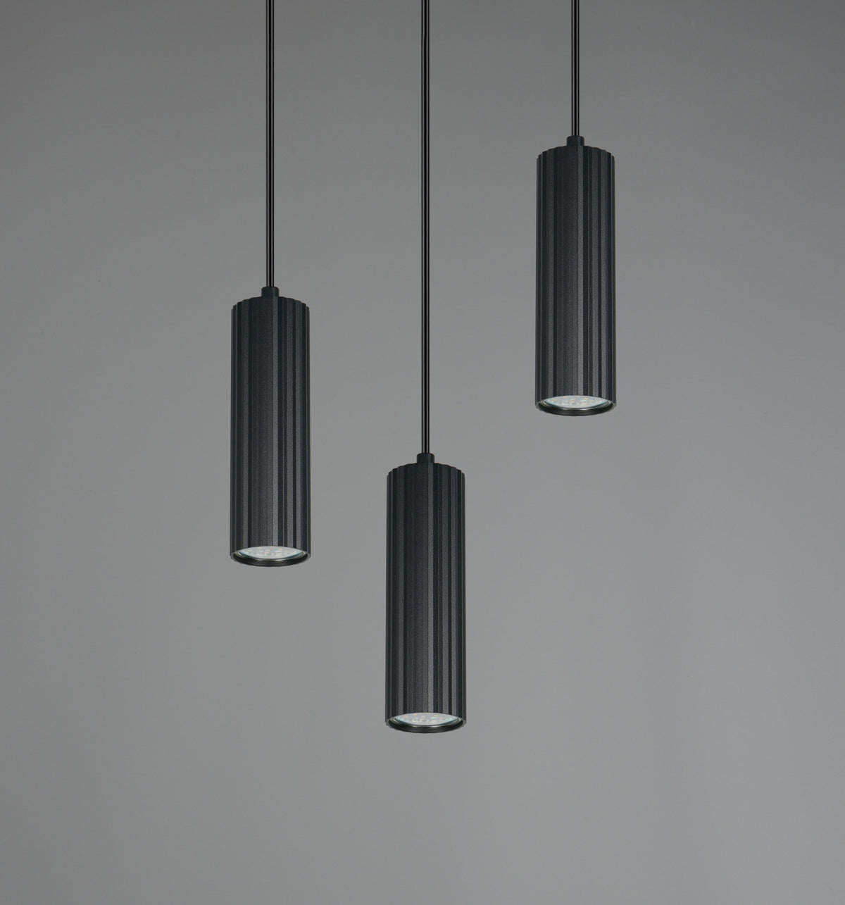 Suspension Soka 3 lumières noire mat