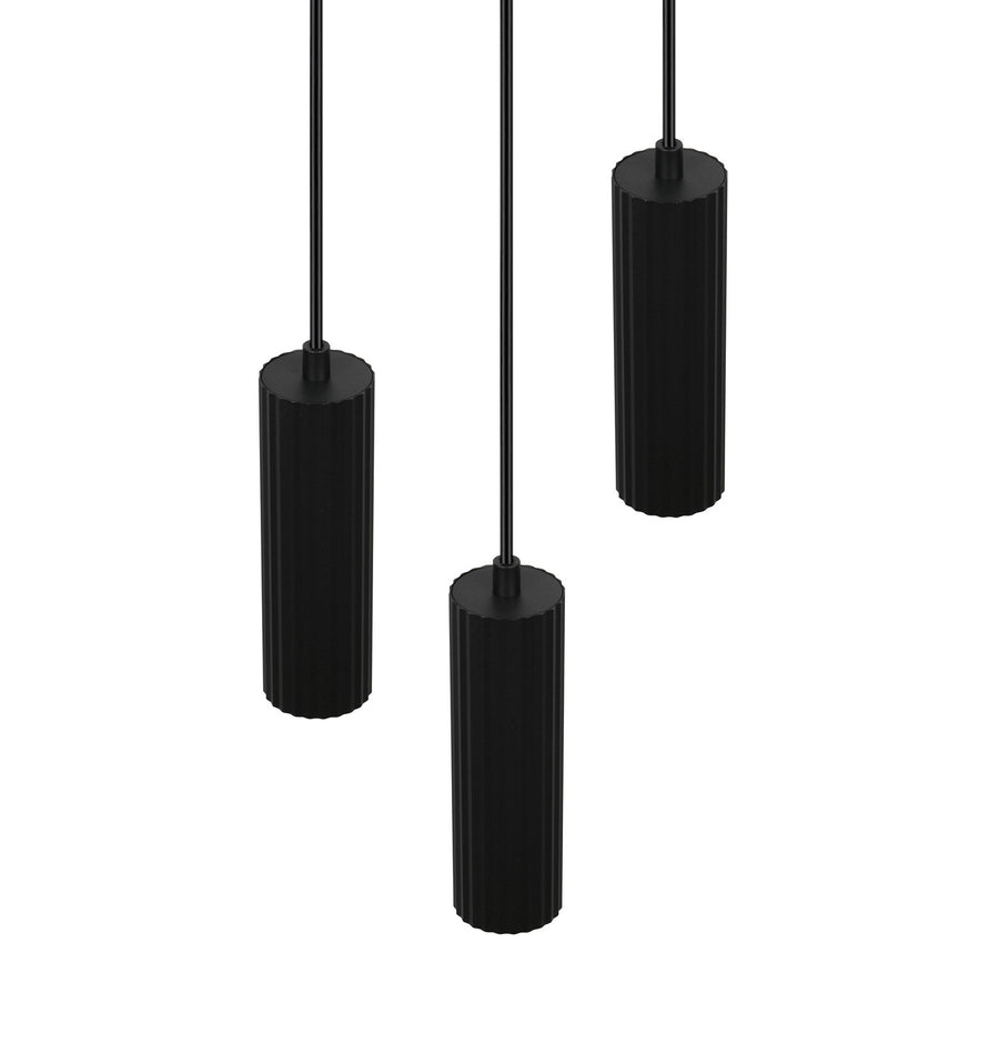 Suspension Soka 3 lumières noire mat