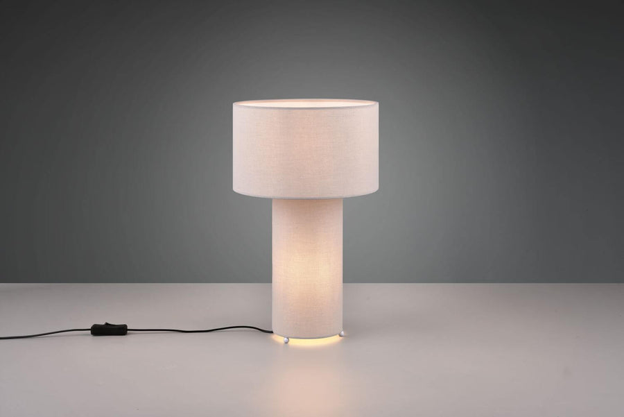 Lampe à poser Bale 2 lumières grise, tissu