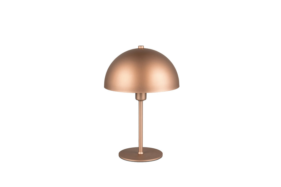 Autre angle du luminaire dévoilant le pied circulaire et le haut de tige