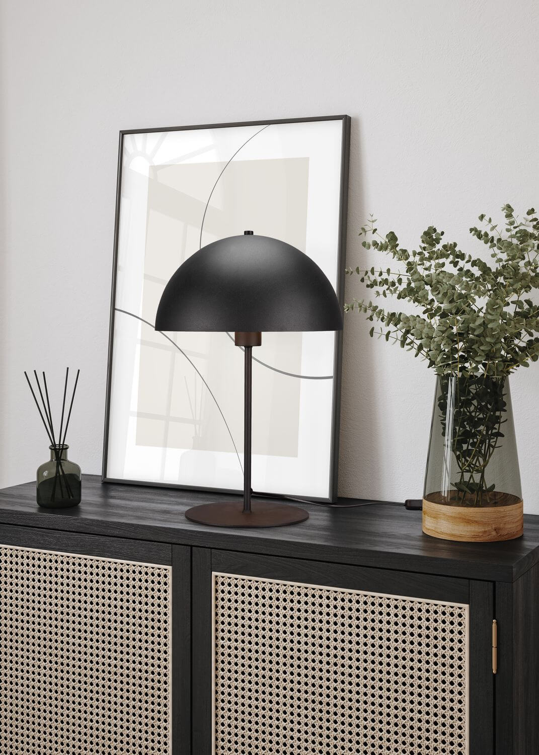 Lampe à poser Nola noire mat, H 45 cm