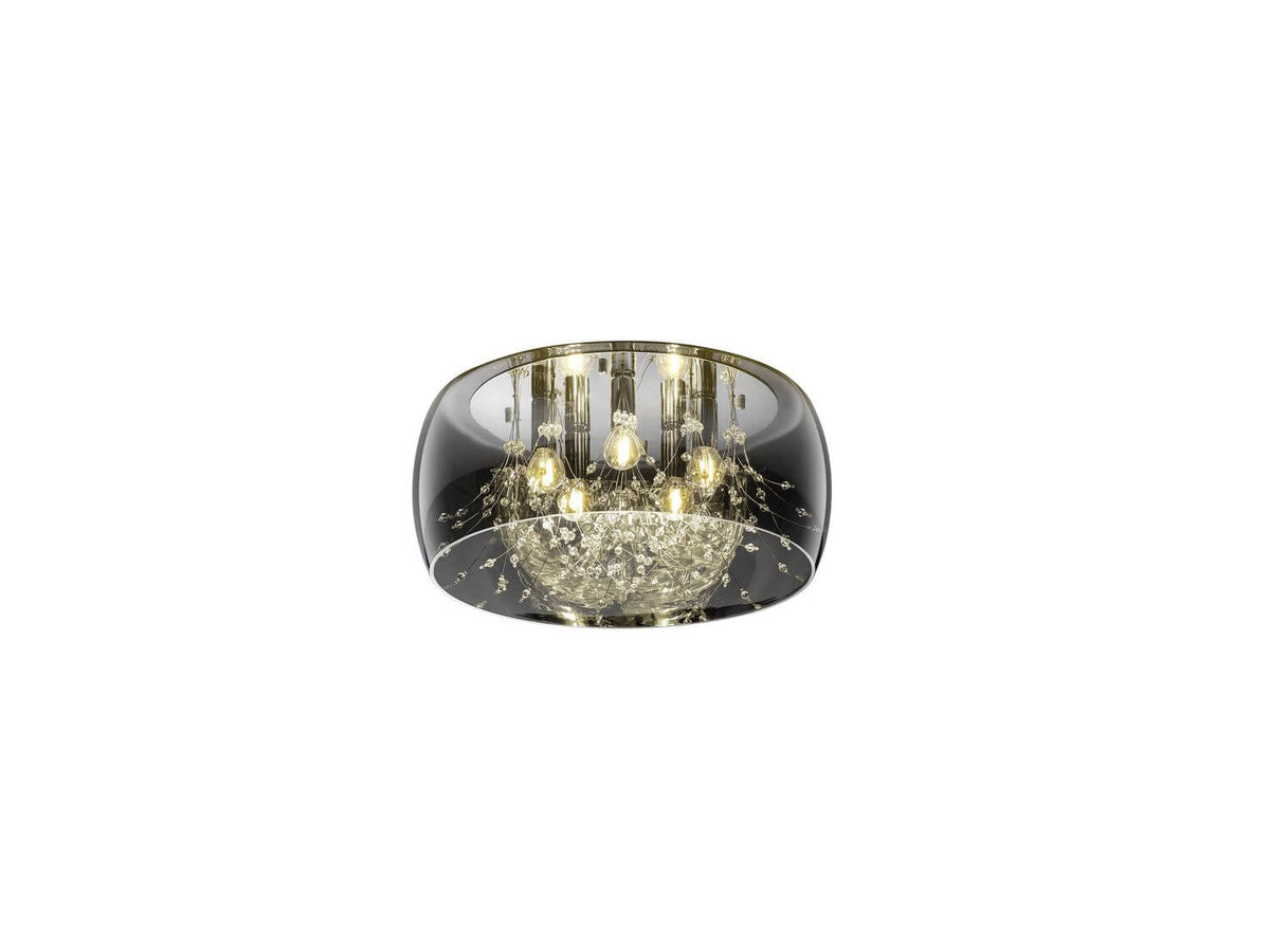 Plafonnier Crystel 5 lumières chromé, verre