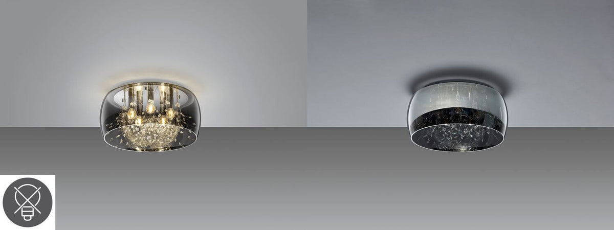 Plafonnier Crystel 5 lumières chromé, verre
