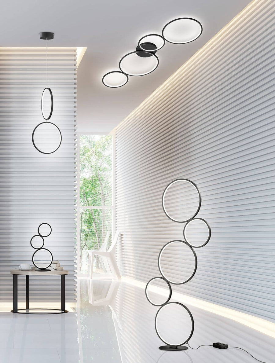 Plafonnier Rondo noir mat, L 97 cm