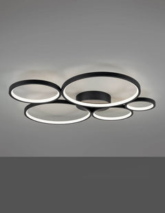 Plafonnier Rondo noir mat, L 59 cm