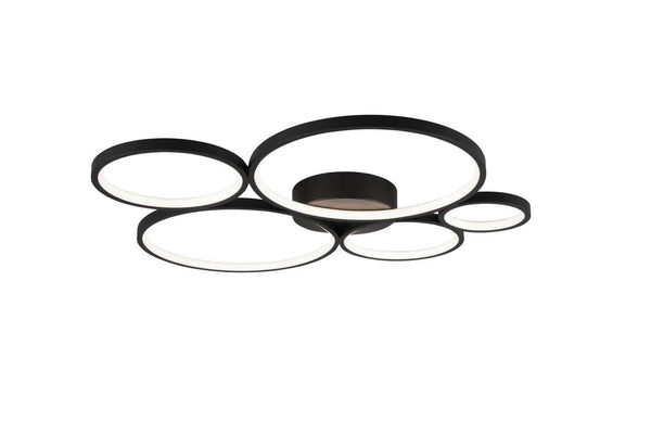 Plafonnier Rondo noir mat, L 59 cm