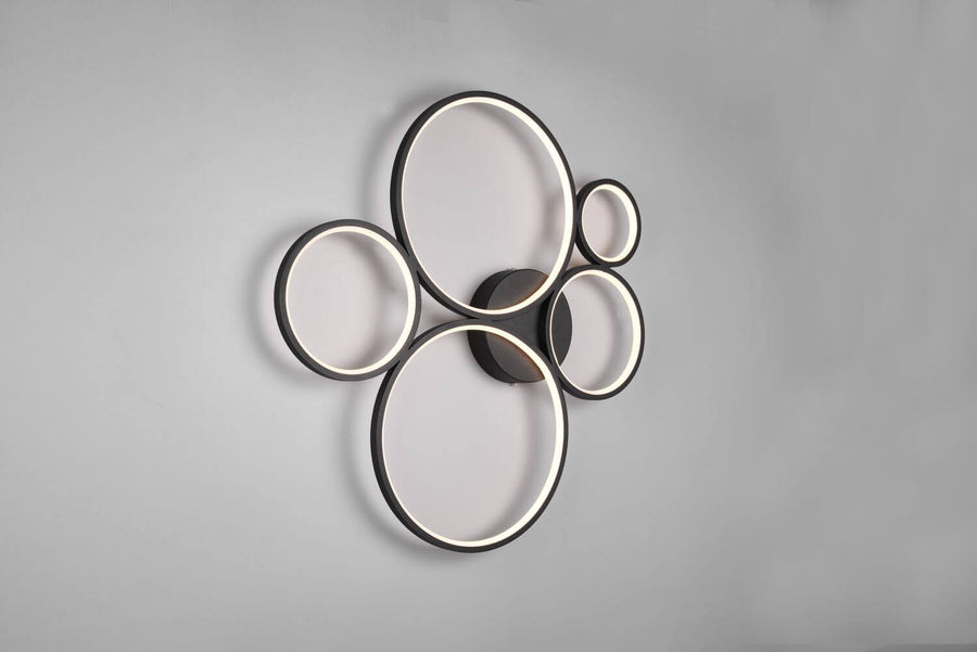 Plafonnier Rondo noir mat, L 59 cm